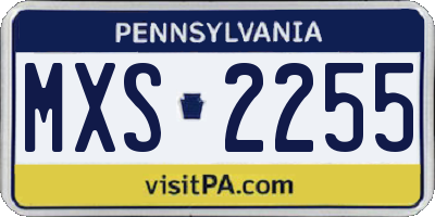 PA license plate MXS2255