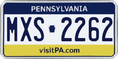 PA license plate MXS2262