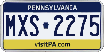 PA license plate MXS2275