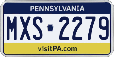 PA license plate MXS2279