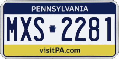 PA license plate MXS2281