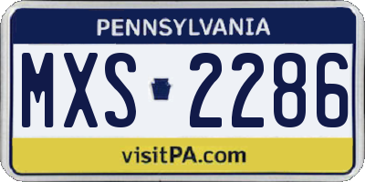 PA license plate MXS2286