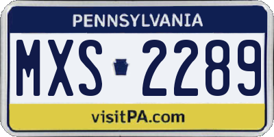 PA license plate MXS2289