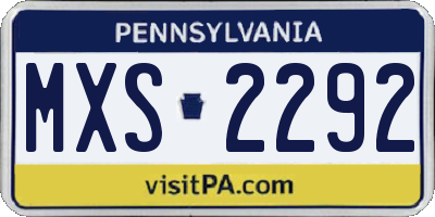PA license plate MXS2292