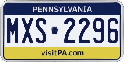 PA license plate MXS2296