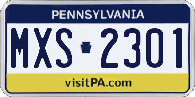 PA license plate MXS2301