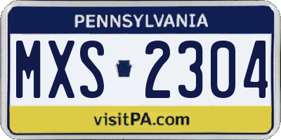 PA license plate MXS2304