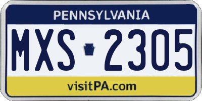 PA license plate MXS2305
