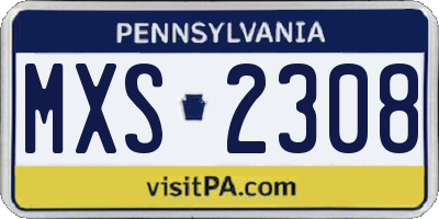 PA license plate MXS2308