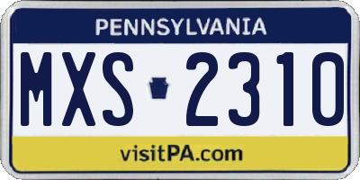 PA license plate MXS2310