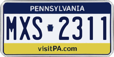 PA license plate MXS2311