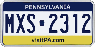 PA license plate MXS2312