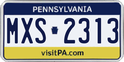 PA license plate MXS2313