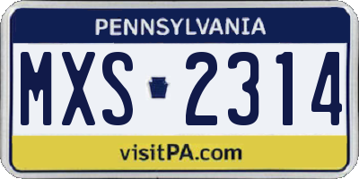 PA license plate MXS2314