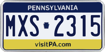 PA license plate MXS2315