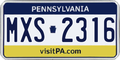 PA license plate MXS2316