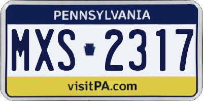 PA license plate MXS2317