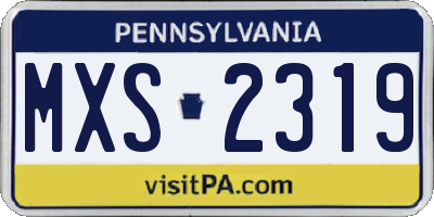 PA license plate MXS2319