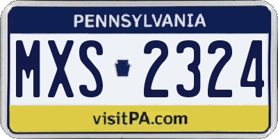 PA license plate MXS2324