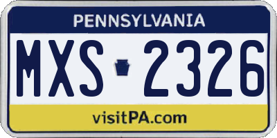 PA license plate MXS2326
