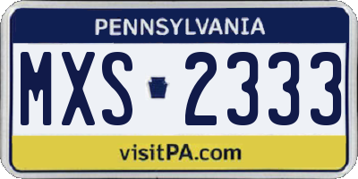 PA license plate MXS2333