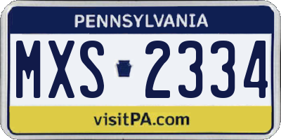 PA license plate MXS2334