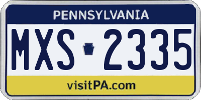 PA license plate MXS2335