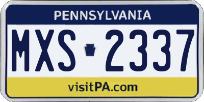 PA license plate MXS2337