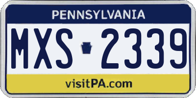 PA license plate MXS2339