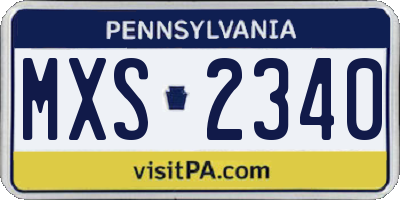 PA license plate MXS2340
