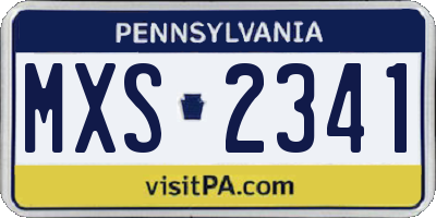 PA license plate MXS2341