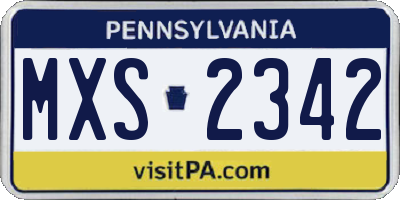 PA license plate MXS2342