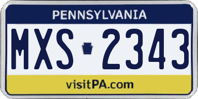 PA license plate MXS2343