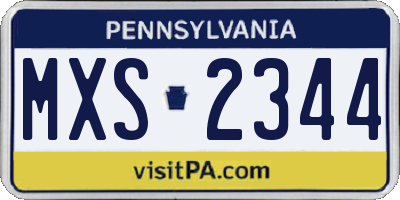 PA license plate MXS2344