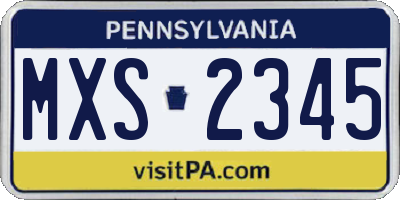 PA license plate MXS2345