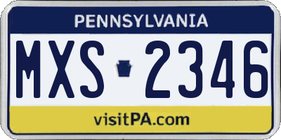PA license plate MXS2346