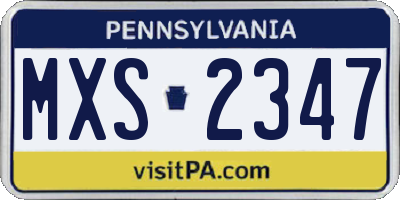PA license plate MXS2347