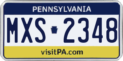 PA license plate MXS2348
