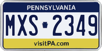 PA license plate MXS2349