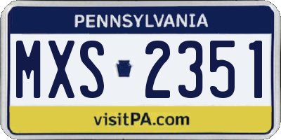 PA license plate MXS2351