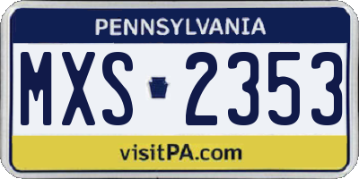 PA license plate MXS2353