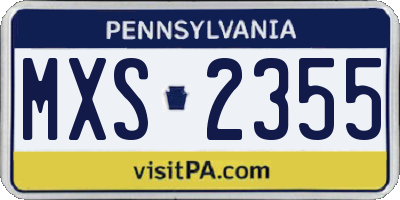 PA license plate MXS2355