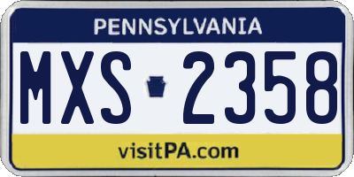 PA license plate MXS2358