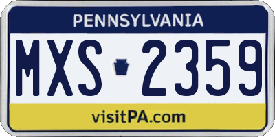 PA license plate MXS2359