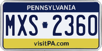 PA license plate MXS2360