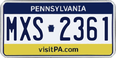 PA license plate MXS2361
