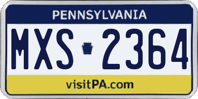PA license plate MXS2364