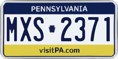 PA license plate MXS2371