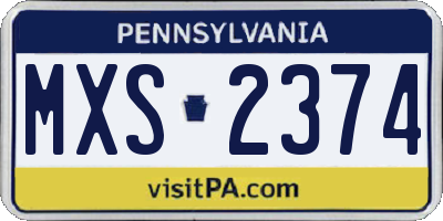 PA license plate MXS2374