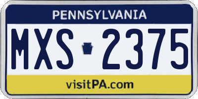 PA license plate MXS2375